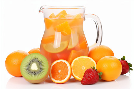 Invigorating Fruit-infused Water in Jug with Fresh Fruits, Perfect for Hydration and Detoxificationの素材