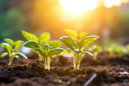 Fresh spinach harvest growing in garden for healthy green recipes with copy spaceの素材