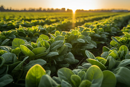Bountiful fresh spinach harvest thriving on a advanced plantationの素材