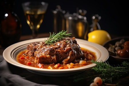 delicious osso buco - traditional Italian veal dish with generous copy space for textの素材