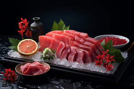 exquisite japanese sashimi set. authentic experience for traditional cuisine enthusiastsの素材