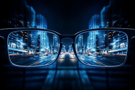 neon city vibes. stylish eyeglasses for urban fashionの素材