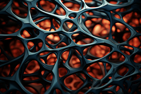 Vibrant black and orange 3d abstract background with dynamic patterns and textures for graphic designの素材