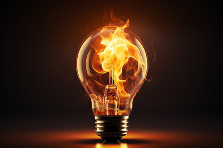 Burning light bulb with blank space for creative text - idea and inspiration conceptの素材