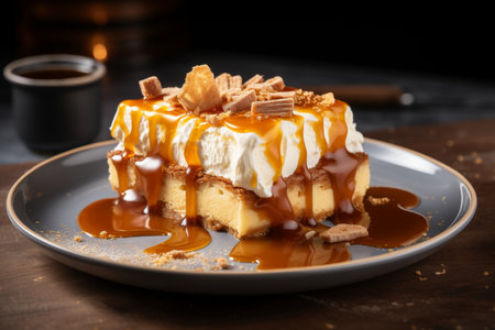 Delicious banoffee pie english dessert with bananas and toffee for restaurant menuの素材
