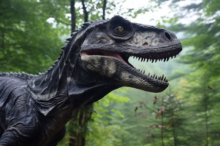Velociraptor in natural habitat, custom text space, dinosaur wildlife image for saleの素材