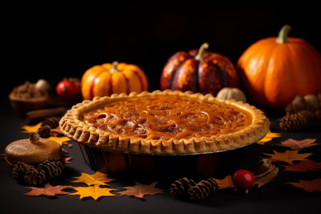 Delicious pumpkin pie for restaurant menu with space for text - thanksgiving day, halloweenの素材