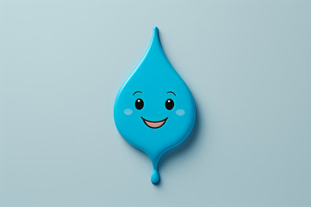 Smiling water drop for world water day, with space for text and copy, eco-friendly conceptの素材