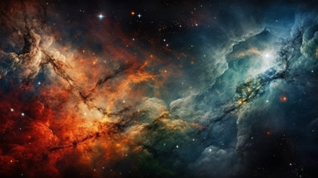 Colorful space galaxy cloud nebula. Starry night cosmos. Universe science astronomy.の素材