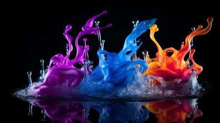 Colorful abstract paint splash desktop wallpaper for unique and creative computer screen backgroundsの素材