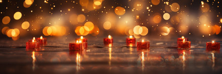 Festive bokeh background perfect for christmas celebrations and holiday decorations. Bannerの素材