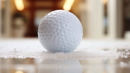 Close-up of golfer putting ball into hole on blurred background with copy spaceの素材