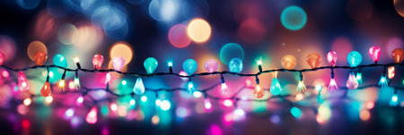 Holiday festive bokeh background banner for christmas and new years season celebrationの素材