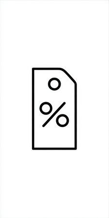 Price tag icon with a percent symbol representing discounts, sales and special offers for retail and e-commerce marketing, coupons, promotions, bargains and savings campaignsの素材