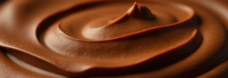 Smooth, creamy chocolate swirls creating a tempting background with plenty of copy space for your banner or web designの素材