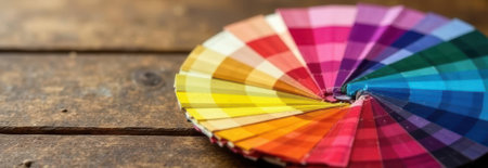 Color palette showing different colors on wooden table with copy space for your text or designの素材