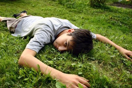 Teen in the parkの写真素材