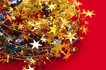 Christmas decoration with red background. の写真素材