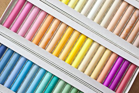 Set of pastels in various tones, background