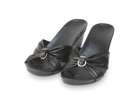 Black woman shoes isolated on white background.の写真素材