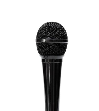 Black microphone isolated on a white background.の写真素材