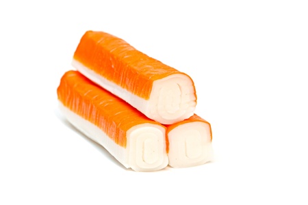 Crab sticks isolated on a white background.の写真素材