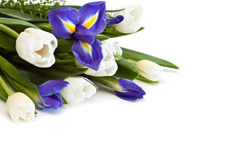 Beautiful bouquet of colorful flowers on a white background. の写真素材