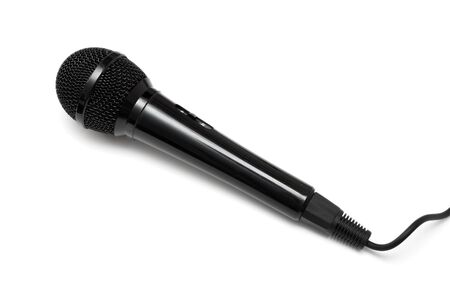 Black microphone isolated on a white background.の写真素材