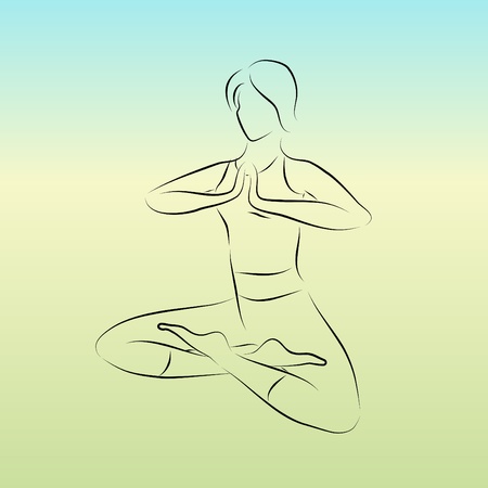 illustration of stylized yoga pose.のイラスト素材