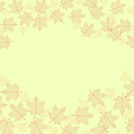 Vector autumn background with maple and birch leaves.のイラスト素材