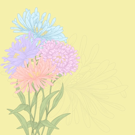 Vector design with asters for greeting card.のイラスト素材