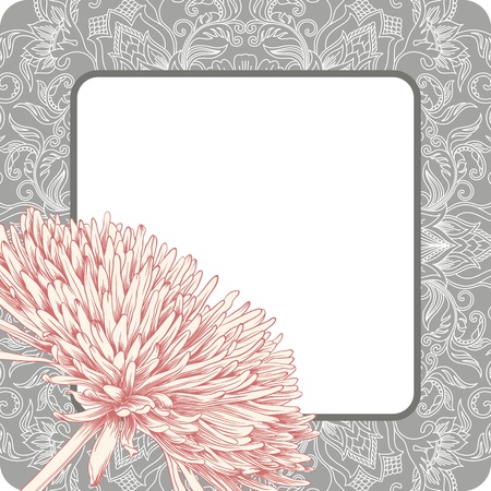 illustration with ornament for greeting card with chrysanthemum.のイラスト素材