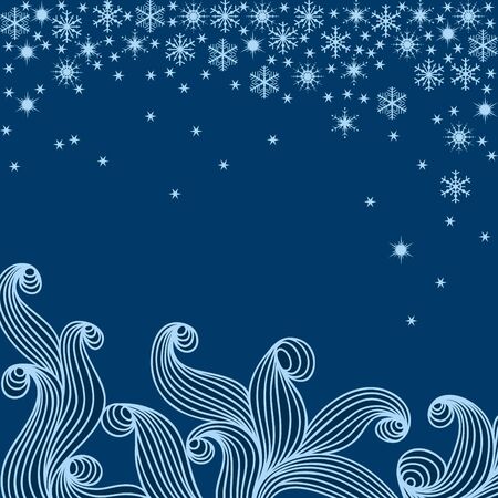  illustration with snowflakes on blue winter background.のイラスト素材