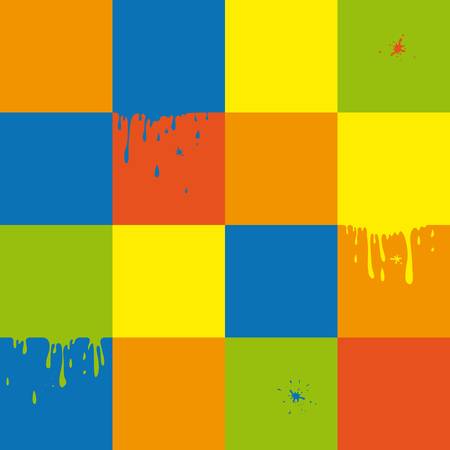 seamless background with colors squares and splashes.のイラスト素材