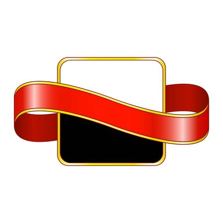Vector promo banner decorated with red ribbon のイラスト素材