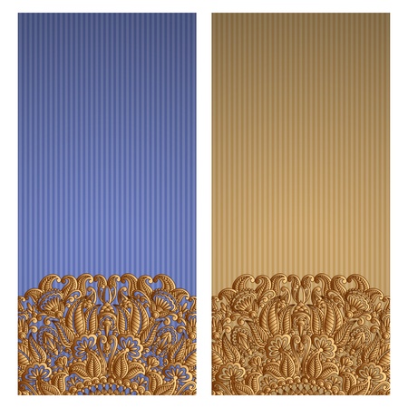 Set of vintage invitation cards. Template frame design for card.のイラスト素材