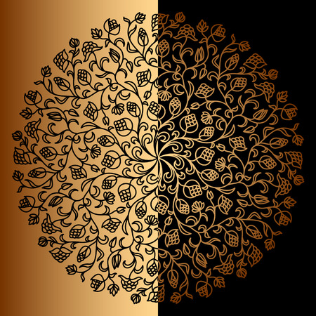 Vector illustration with vintage gold floral ornament.のイラスト素材