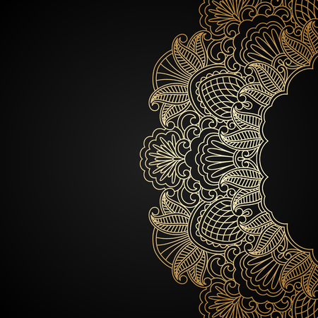 Vector illustration with vintage gold ornament and place for text.のイラスト素材