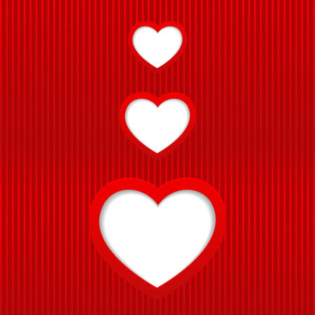 Vector Valentines day card with three hearts and place for text.のイラスト素材