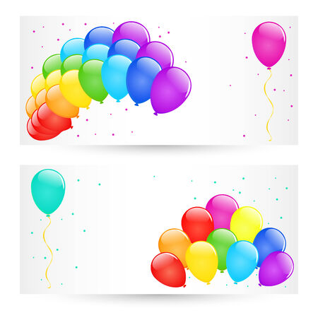 Vector holiday banners with colorful balloons. のイラスト素材