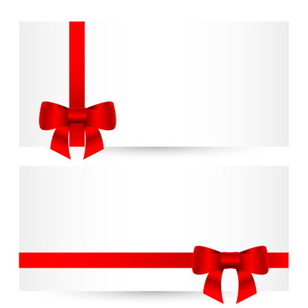 Vector invitation cards with red bow ribbon.のイラスト素材