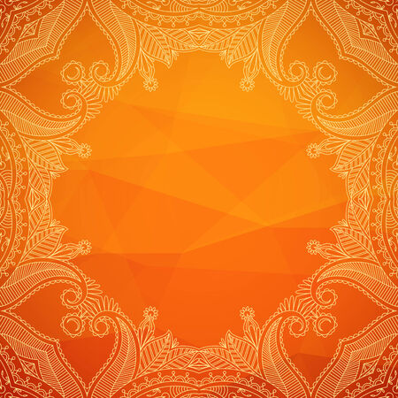 Vector background with geometric pattern and lace ornament. You can use this pattern for greeting or invitation card, label design.のイラスト素材