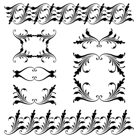Vector set of borders, decorative elements for design, print, embroidery.のイラスト素材