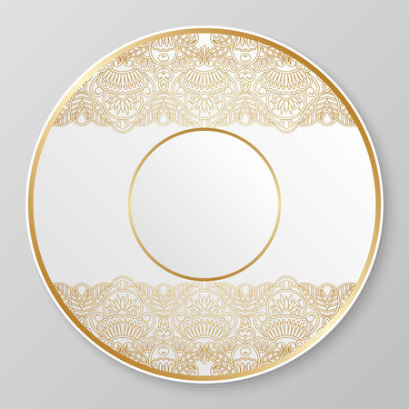 Vector gold floral ornament for decorative plate.のイラスト素材