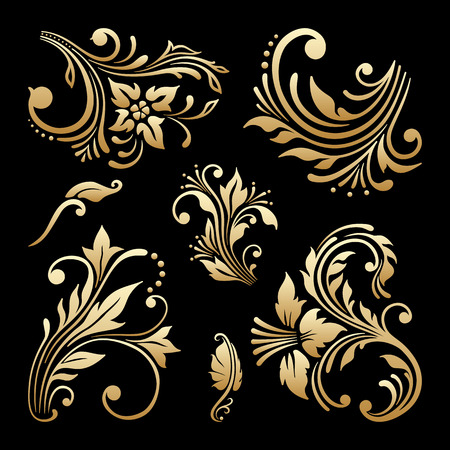 Vector set of vintage decorative elements for design, print, embroidery.のイラスト素材