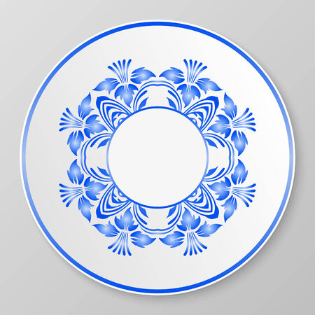 Vector blue floral ornament for decorative plate.のイラスト素材