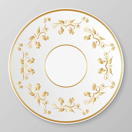 Vector gold floral ornament for decorative plate.のイラスト素材