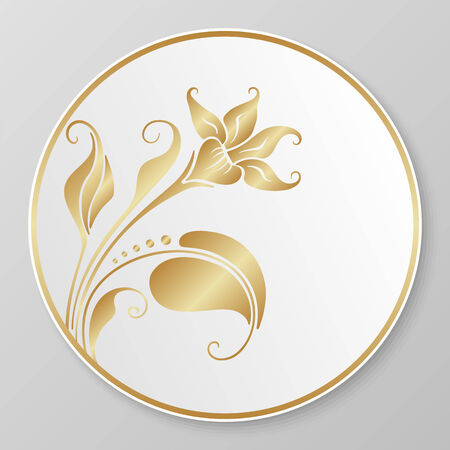 Vector gold floral ornament for decorative plate.のイラスト素材