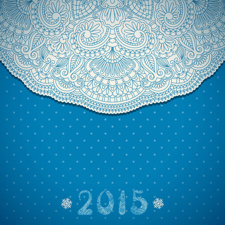 Vector invitation christmas card with floral pattern. Wishes, 2015.のイラスト素材