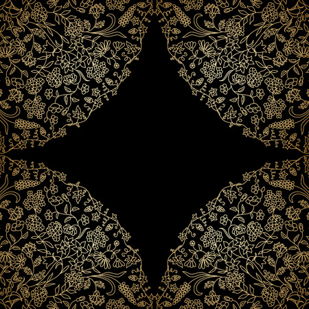 Vector illustration with vintage gold floral ornament.のイラスト素材